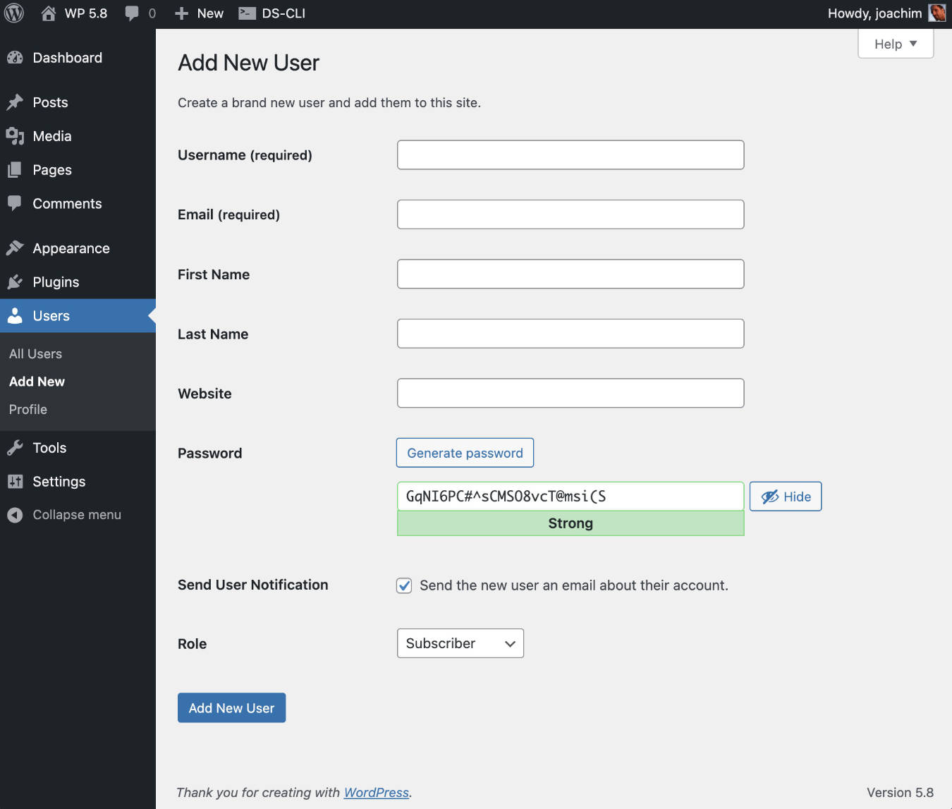 Add a user through a stand alone - single site in WordPress.