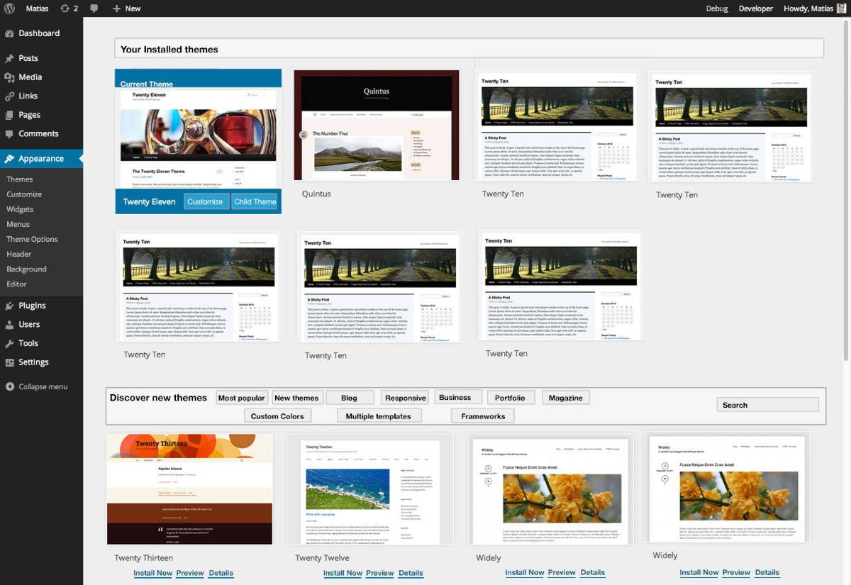 Theme Backend Mockup